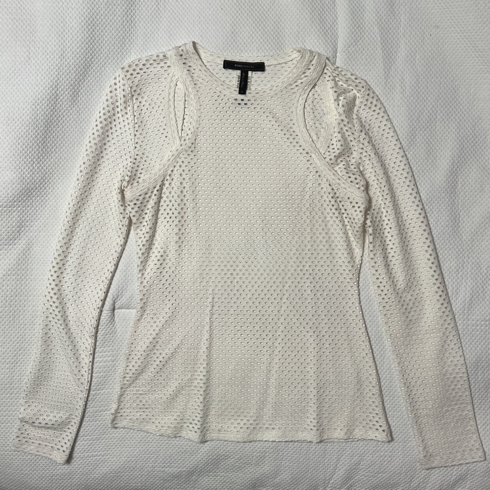 BCBG See Through Long Sleeve Top